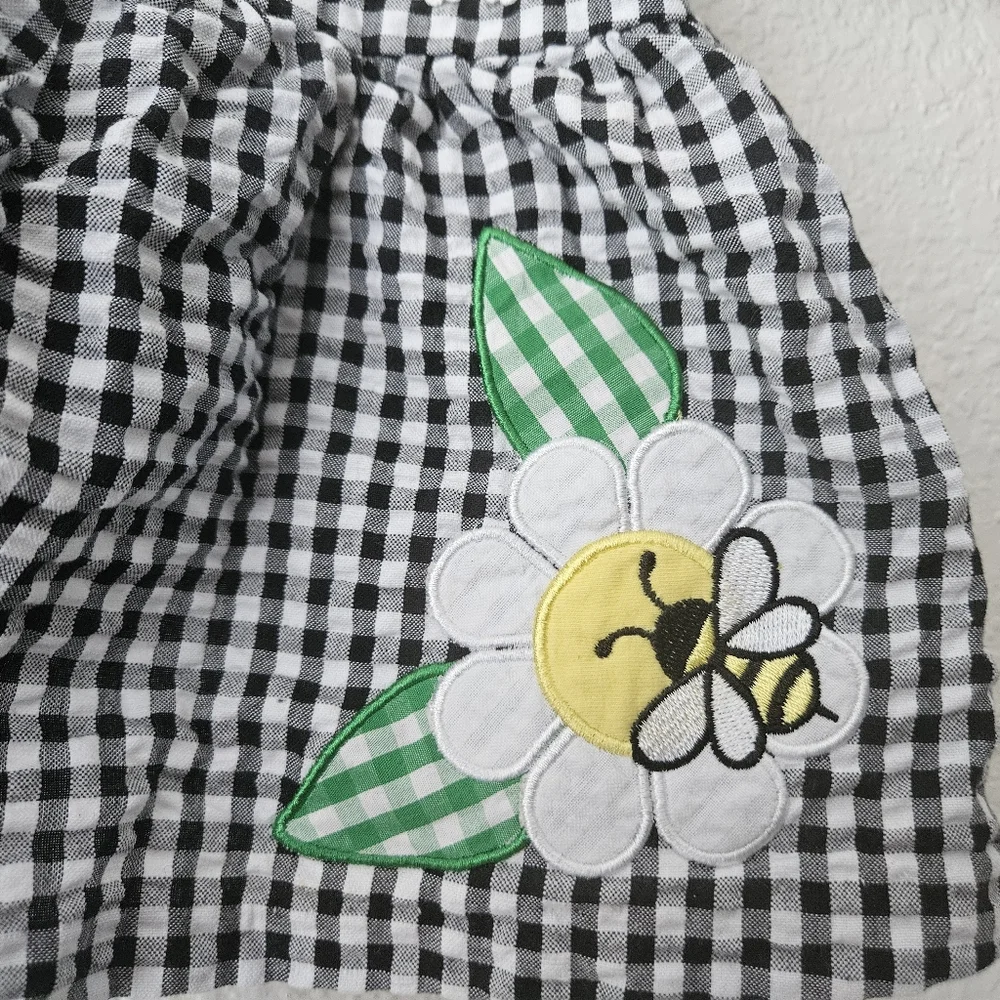 bonnie baby gingham bumblee dress, 3 - 6 months